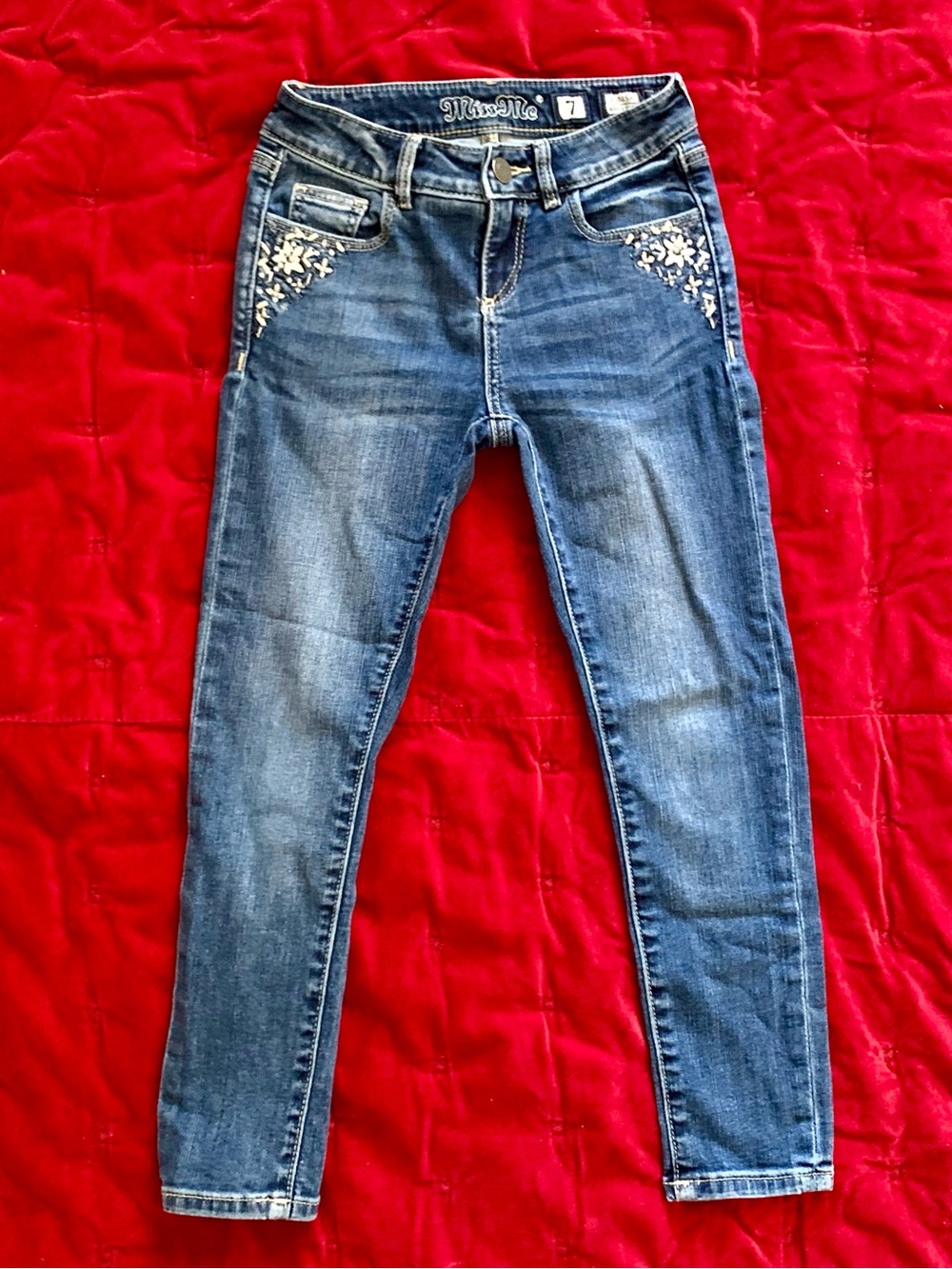 Miss Me blue embellished ankle skinny denim jeans Girl 7